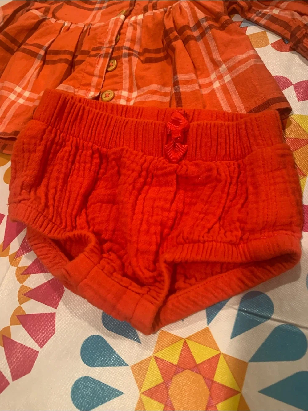 Red Plaid Baby Set with matching denim Top